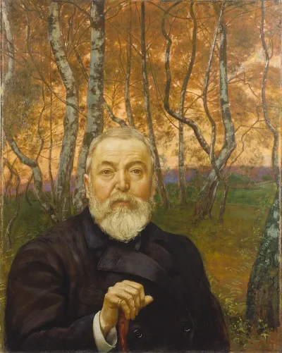 Self Portrait In Front Of A Birch Forest