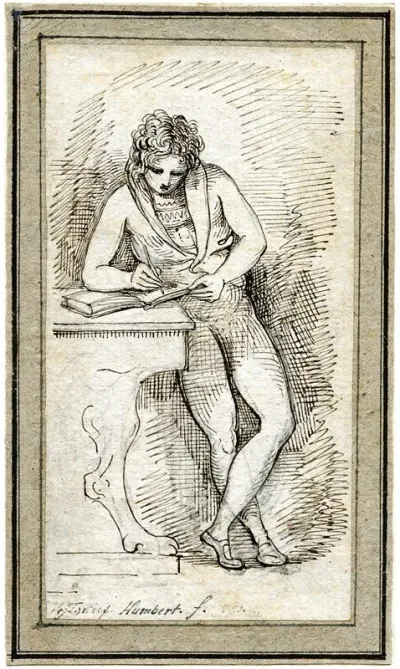 Self Portrait Of The Artist D P G Humbert De Superville At A Young Age Leaning Against A Table And Writing