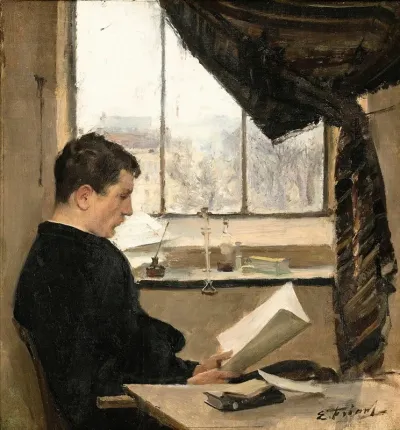 Self Portrait Reading In The Studio Also Known As The Student