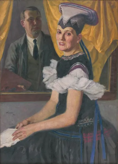 Self Portrait With A Model In Folk Costume