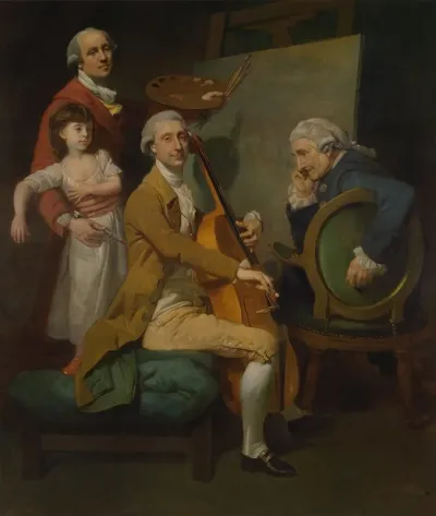 Self Portrait With His Daughter Maria Theresa James Cervetto And Giacobbe Cervetto