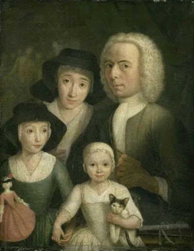 Self Portrait With His Wife Sanneke Van Bommel And Their Two Children