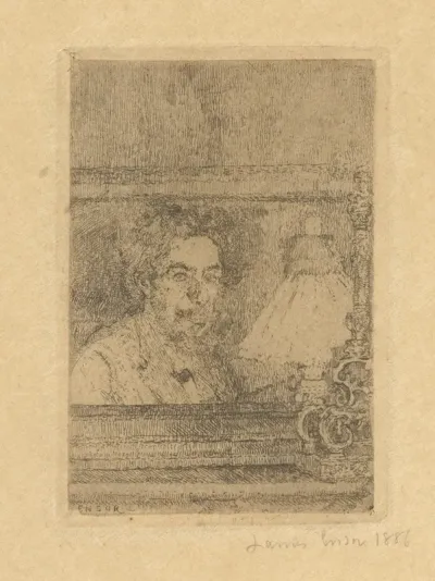 Self Portrait With Lamp