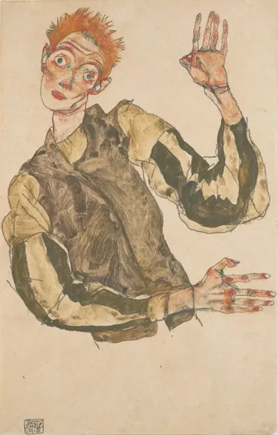 Self Portrait With Striped Sleeves