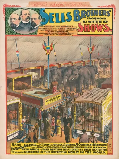Sells Brothers Enormous United Shows Rare Zoological Marvels