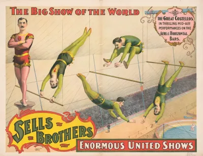 Sells Brothers Enormous United Shows The Great Costellos On The Aerial Horizontal Bars