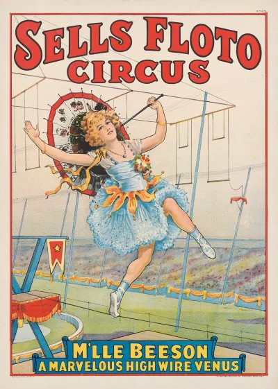 Sells Floto Circus Mlle Beeson A Marvelous High Wire Venus