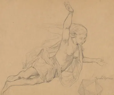 Semi Nude Woman With A Crystal Below