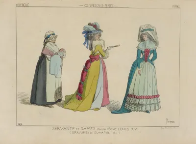 Servante Et Dames Fin Du Regne Louis Xvi Gravures Du Duhamel Etc Xviiie Siecle Costumes Civils Femmes France