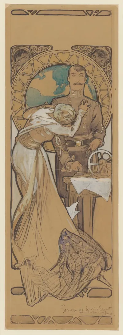 Services Secret Maquette Daffiche Lucien Guitry Et Berthe Bovy