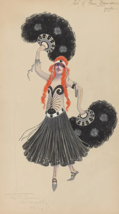 Set Of Fan Dancers Girls