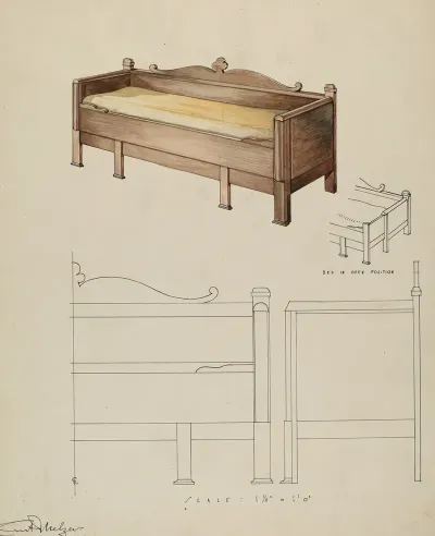 Settee And Folding Bed