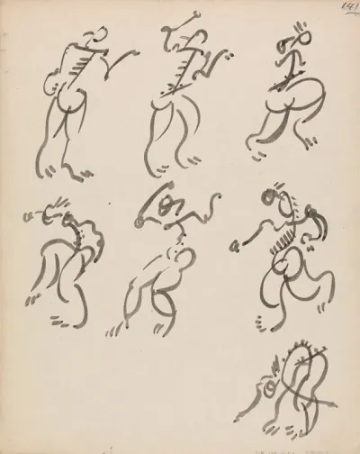 Seven Dancing Figures In Three Registers