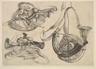 Seven Hunting Horns In Three Groupings