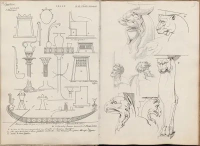Several Egyptian Objects Details Of A Fresco By Raphael And Roman Furniture