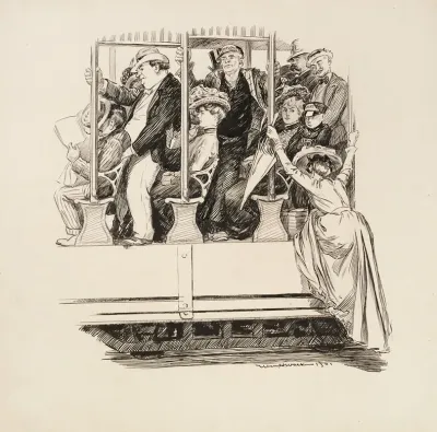 Several People On A Street Car