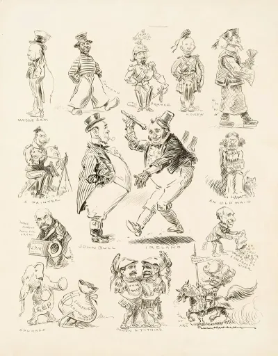 Several Portraits Of American And World Leader Figures