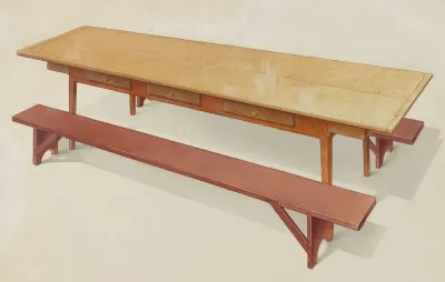 Shaker Refectory Table With Benches