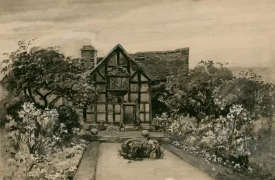 Shakespeares Garden Back View Of The Birthplace From Garden