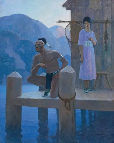 She Found Chingachgook Studying The Shores Of The Lake The Mountains And The Heavens