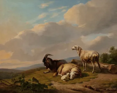 Sheep And Goats In A Landscape