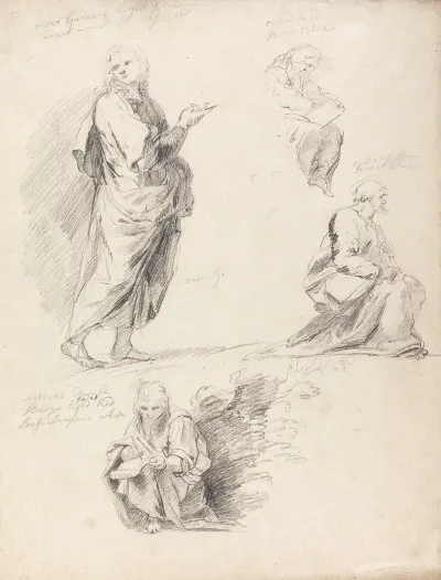 Sheet Of Figure Studies From Raphaels Disputation 3