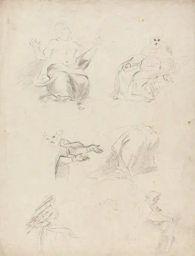 Sheet Of Figure Studies From Raphaels Disputation 4