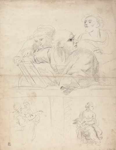 Sheet Of Figure Studies From Raphaels Disputation 5