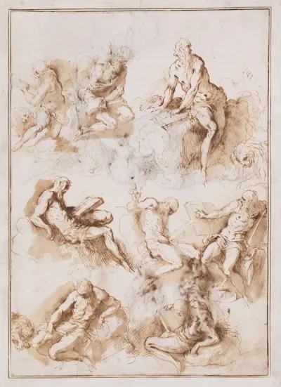 Sheet Of Studies Of St Jerome