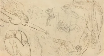 Sheet Of Studies With Angels And Cowering Figures Illustration For Macklins Bible