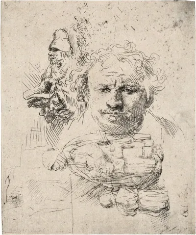 Sheet Of Studies With The Head Of The Artist A Beggar Man Woman And Child