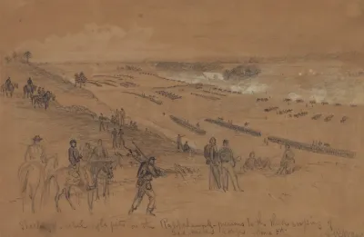 Shelling The Rebel Rifle Pits On The Rappahannock Previous To The Third Crossing Of Sedgwicks Corps June 5th