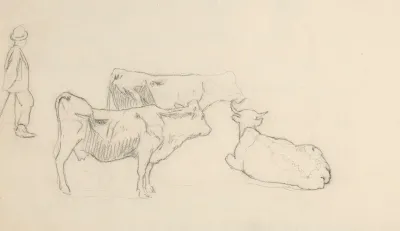 Shepherd And Three Cows