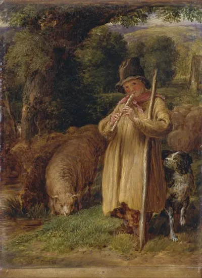 Shepherd Boy Playing A Flute