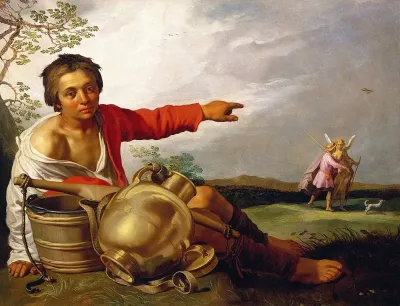 Shepherd Boy Pointing At Tobias And The Angel