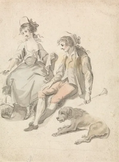 Shepherd Shepherdess And Dog