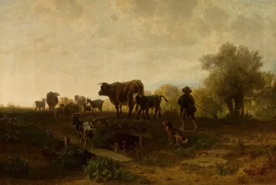 Shepherd With Cattle