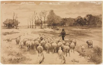 Shepherd With His Flock 2