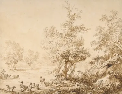 Shepherd With His Flock In A Clearing