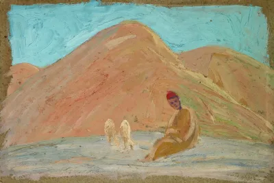 Shepherd With Two Sheep