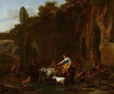 Shepherds Beside Roman Ruins