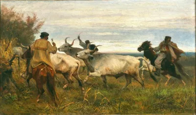 Shepherds Driving Oxen