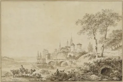 Shepherds In A Landscape Before A Fortified Town
