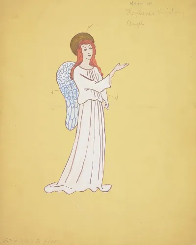 Shepherds Mystery Angel White Robe Blue Wings Gold Halo