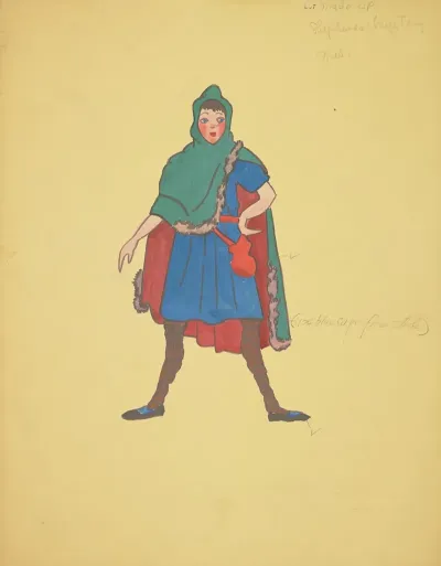 Shepherds Mystery Blue Tunic Green Cape With Red Lining Brown Bandage Leggings
