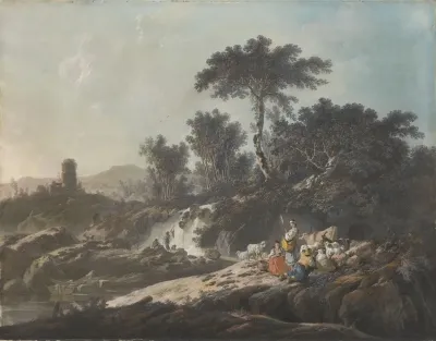 Shepherds Resting By A Stream