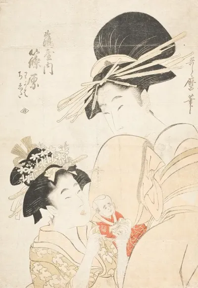 Shinohara Of The Tsuruya Kamuro Wakaba And Chieda