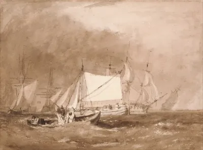 Shipping Scene With Fishermen
