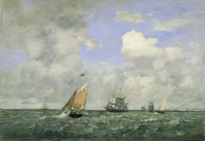 Ships And Sailing Boats Leaving Le Havre