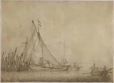 Ships At A Quai With A City In The Background